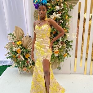 Elegant Yellow Floral Gown